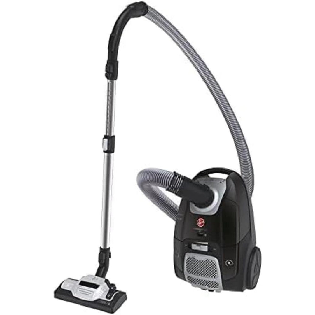 Aspirateur de sol sur roues, coloris gris et noir, avec des elements lavables
