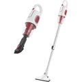 Aspirateur vertical, coloris blanc et gris, avec l'entretien du parquet